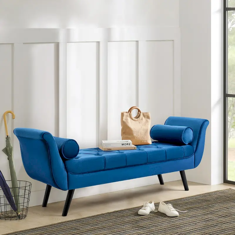 AVAWING Upholstered Tufted Ottoman Bench Accent Entryway Bench