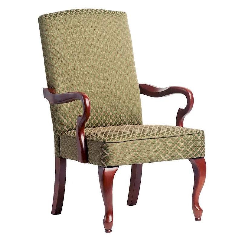 Gooseneck Accent Chair – Red / Beige / Blue / Green, Cherry Finish, Single Seat