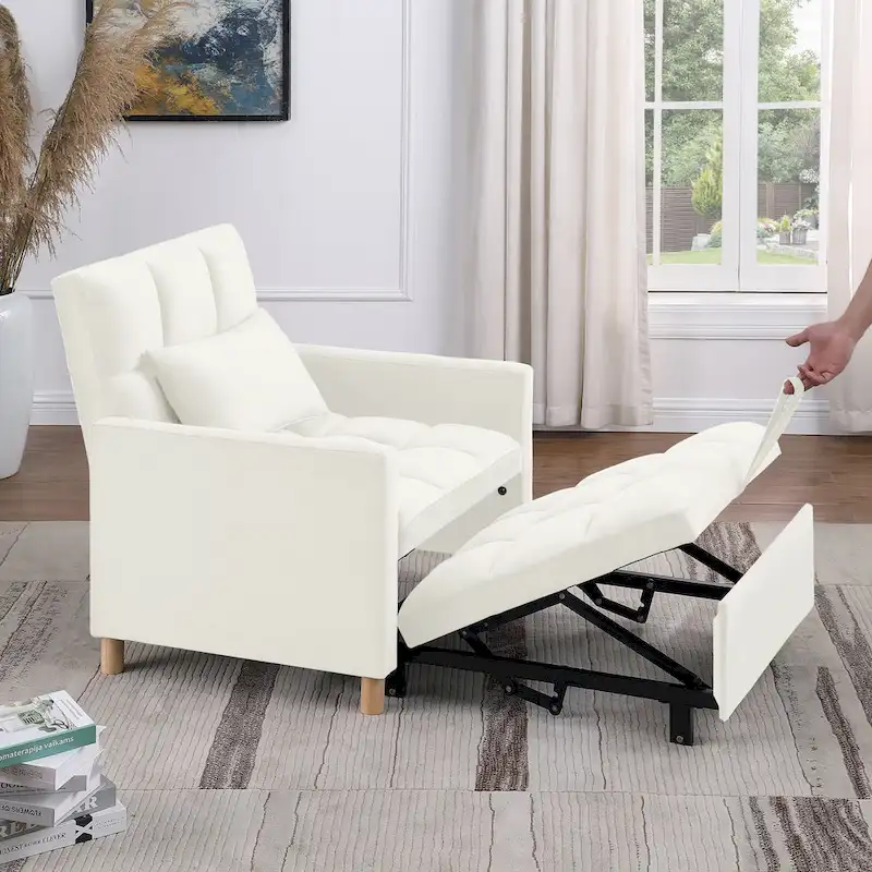 Convertible Sleeper Sofa Chair Bed, Adjustable Chair with Pillow, Multi-Functional Sleeper Chair