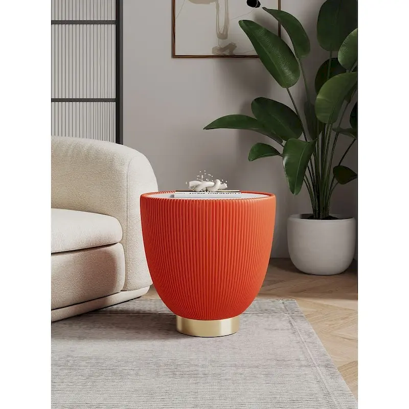 Modern Upholstered End Table, Fabric Accent Side Table for Living Room or Bedroom