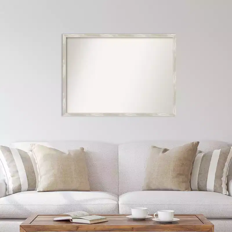 Rectangular Wall Mirror, Crackled Metallic Silver Frame, 40