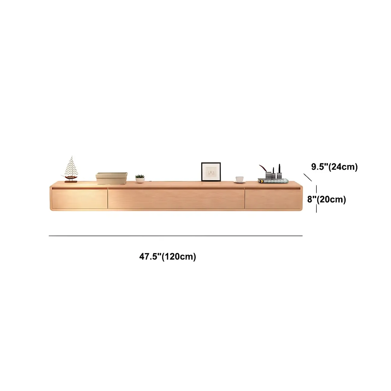 Scandinavian Wood Floating TV Stand with Cabinet