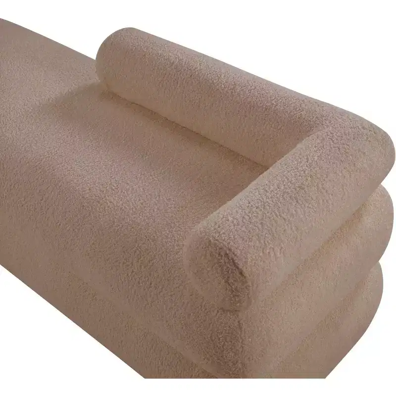 Meridian Furniture,Kennedy Faux Shearling Teddy Fabric Bench