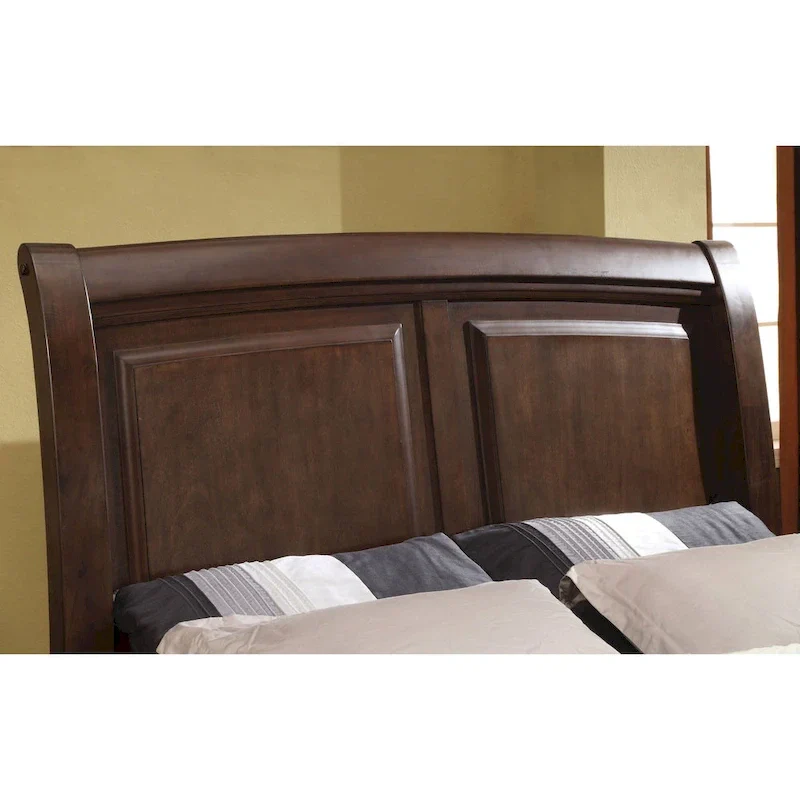 Modern Brown Solid Wood Sleigh Bed