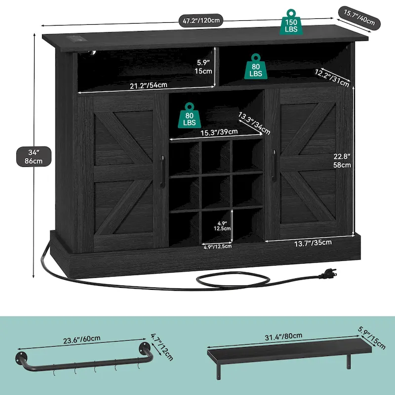 Moasis 52 Buffet Cabinet Farmhouse Coffee Bar Cabinet