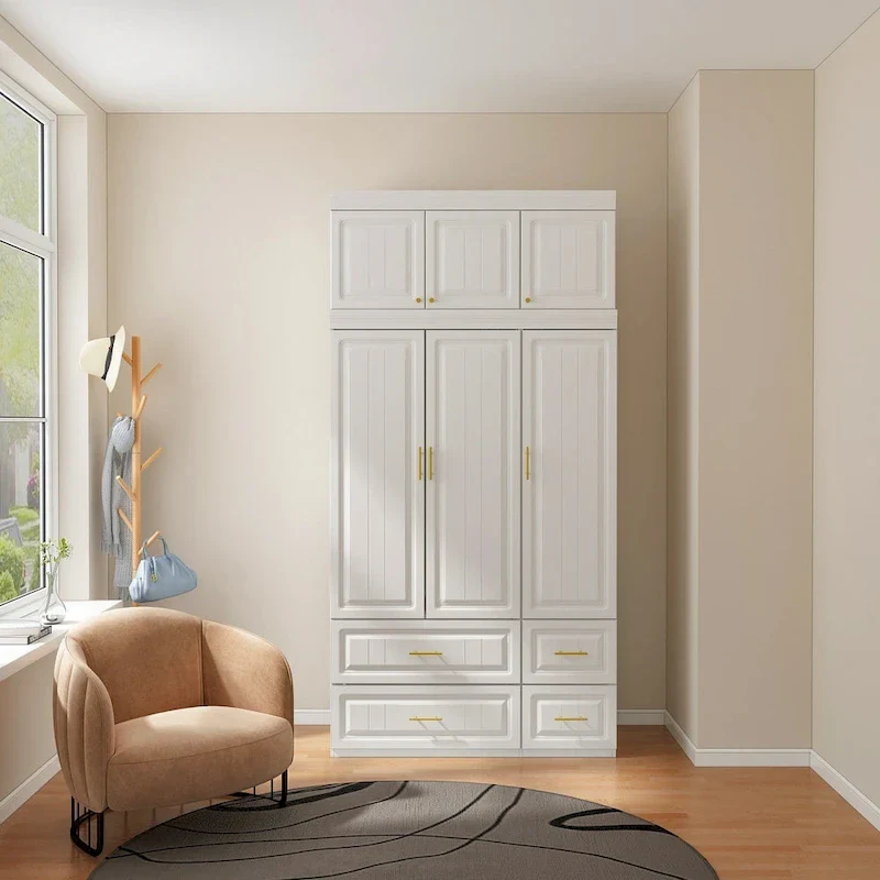 Modern Freestanding Wardrobe Armoire Closet Large Storage Cabinet