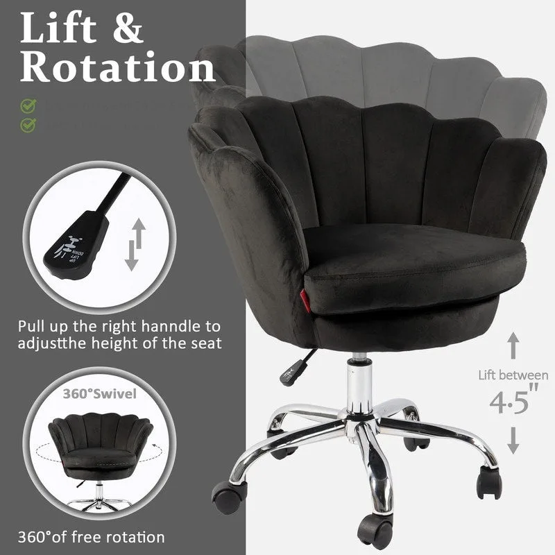 VANITII Accent Chair Swivel Vanity Chair Office Desk Chair With Wheels Modern Height Adjustable Pink/Grey/White