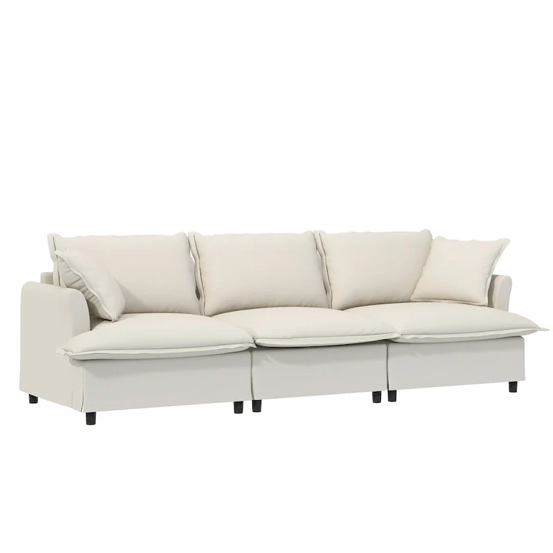 Modular Chenille Sectional Couch, Upholstered Sofa & 2 Armchairs
