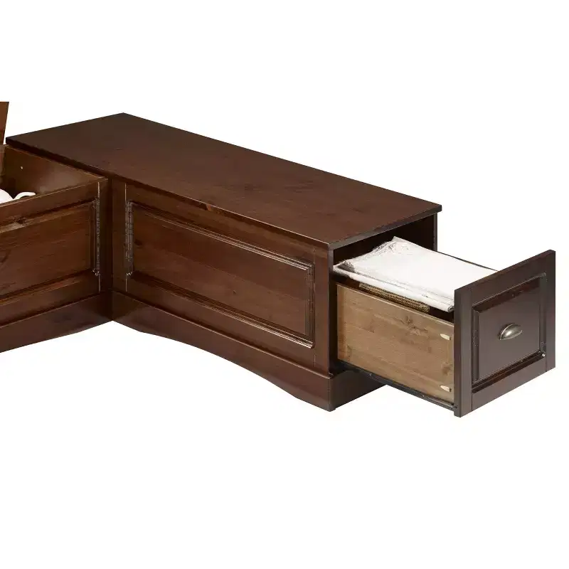 3pc Colby L Shaped Bench and Backless Nook Dining Set Brown - Linon: Wood Frame, 5-Seater, Trestle Base