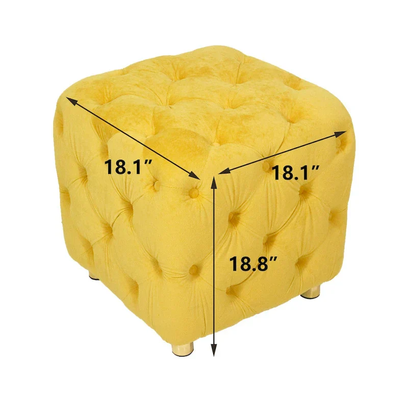 Modern Velvet Upholstered Square Tufted Ottoman by GDFStudio