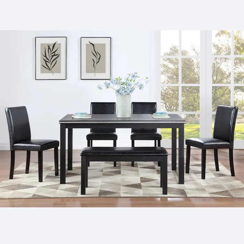 6-Piece Solid Wood Dining Table Set