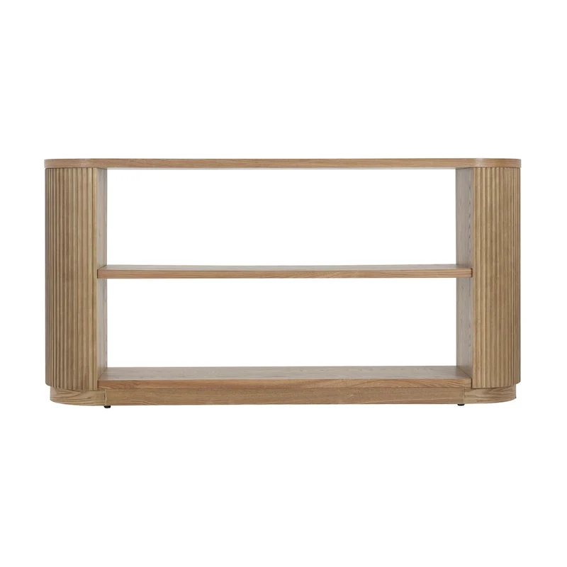 Modern Entryway Table (with Open Shelving and Elegant Wood Grain Design)