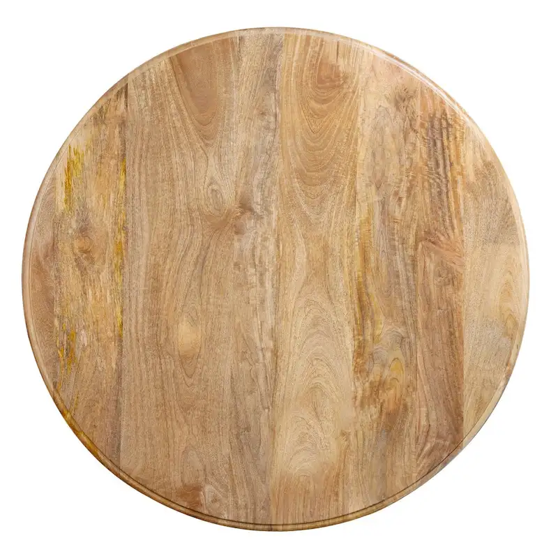 48 Round Dining Table, Antique Natural Mango Wood Pedestal Base