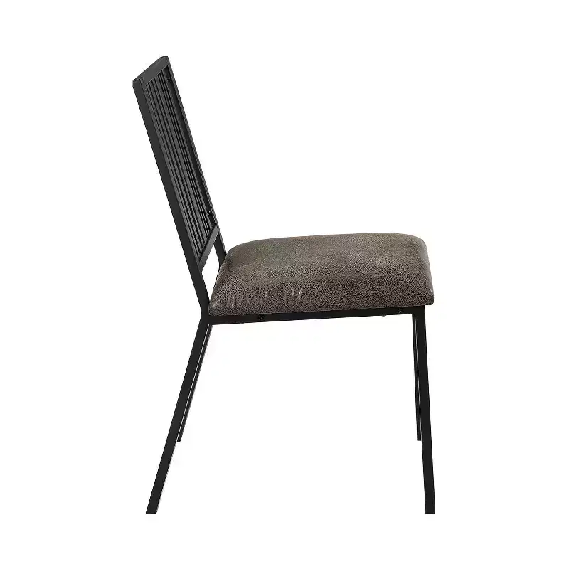Black Faux Leather & Metal Side Chairs, Set of 2