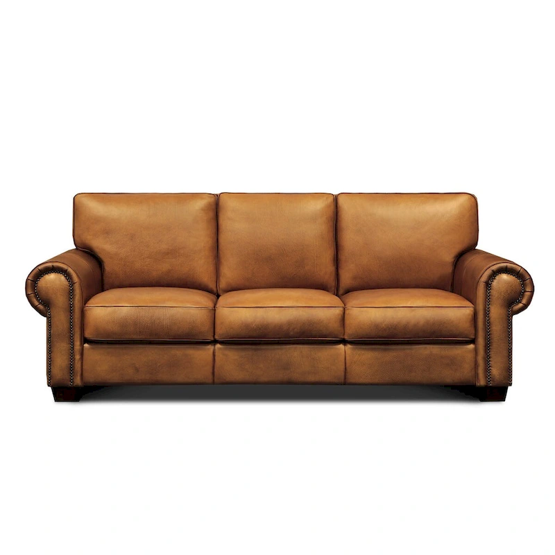 Valencia Top Grain Hand Antiqued Leather Traditional Sofa