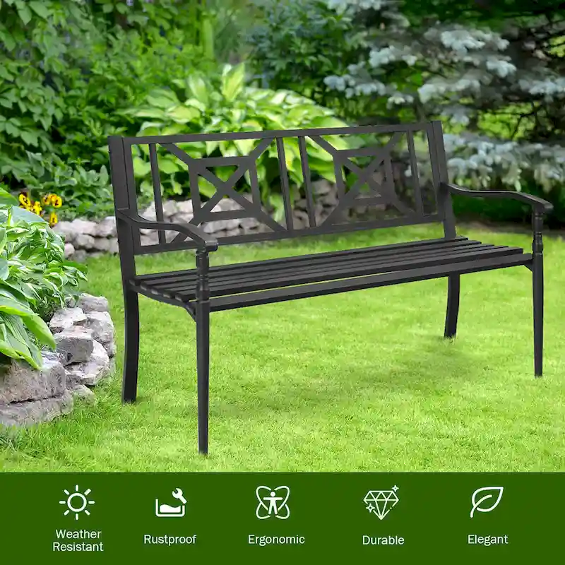 Patio Garden Bench Elegant Loveseat Park Yard Furniture
