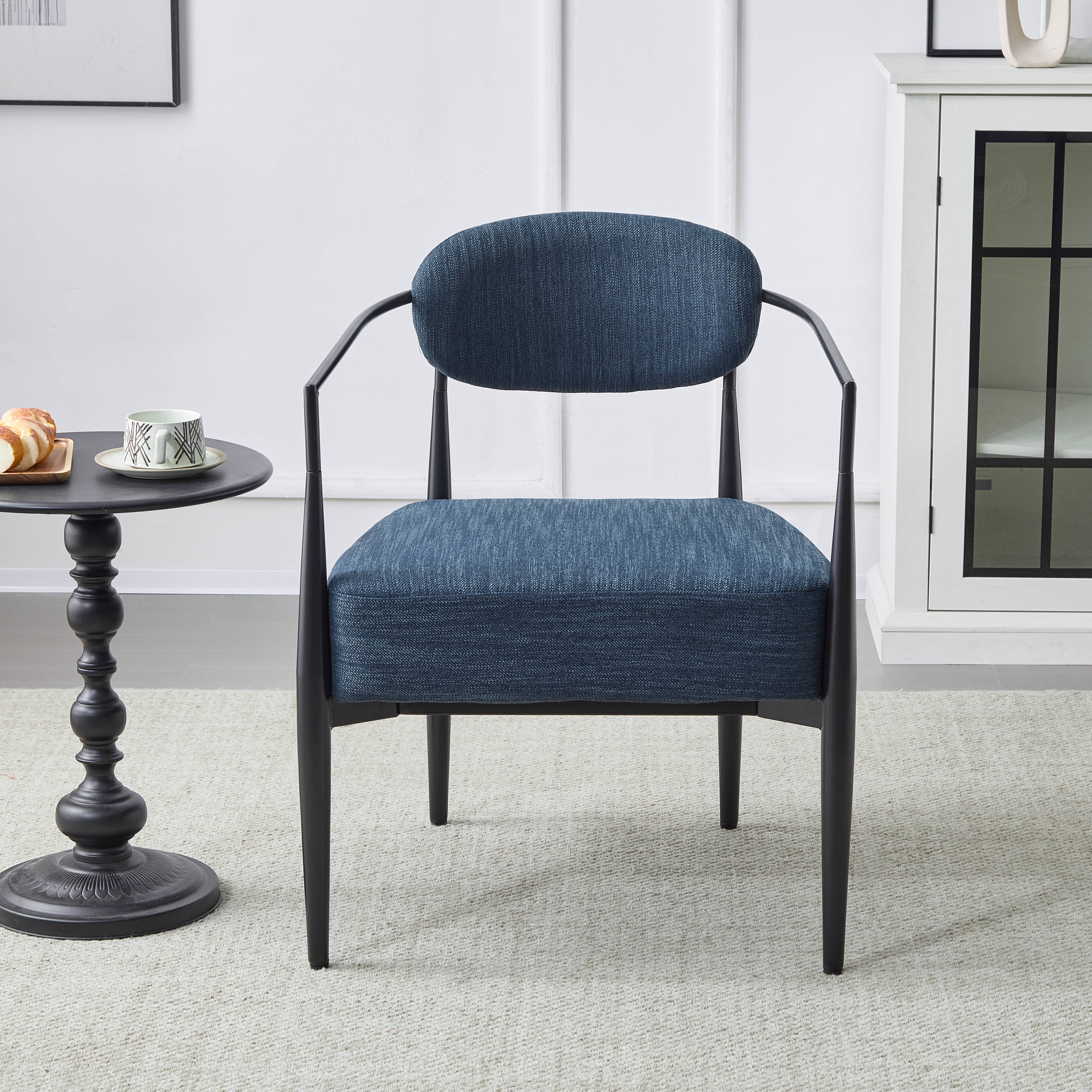 Mid-Century Fabric Dining Chair with Tapered Legs & Pocket Spring Seat