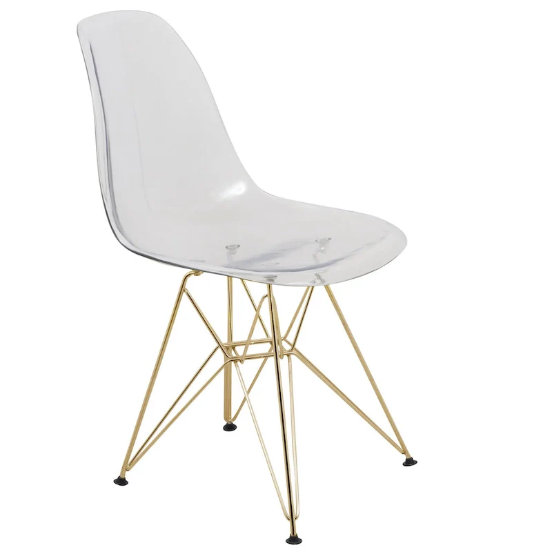 5-Piece Dining Set with 35 Round MDF Table and 4 ABS Plastic Side Chair with Gold Metal Legs