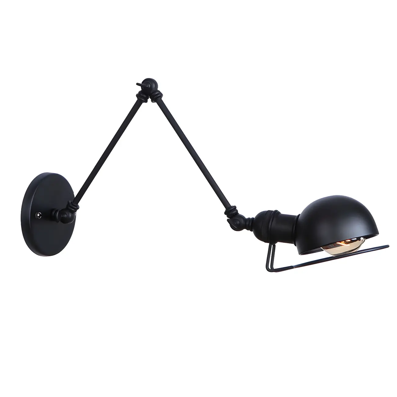 Industrial Black Adjustable Swing Arm Wall Sconce