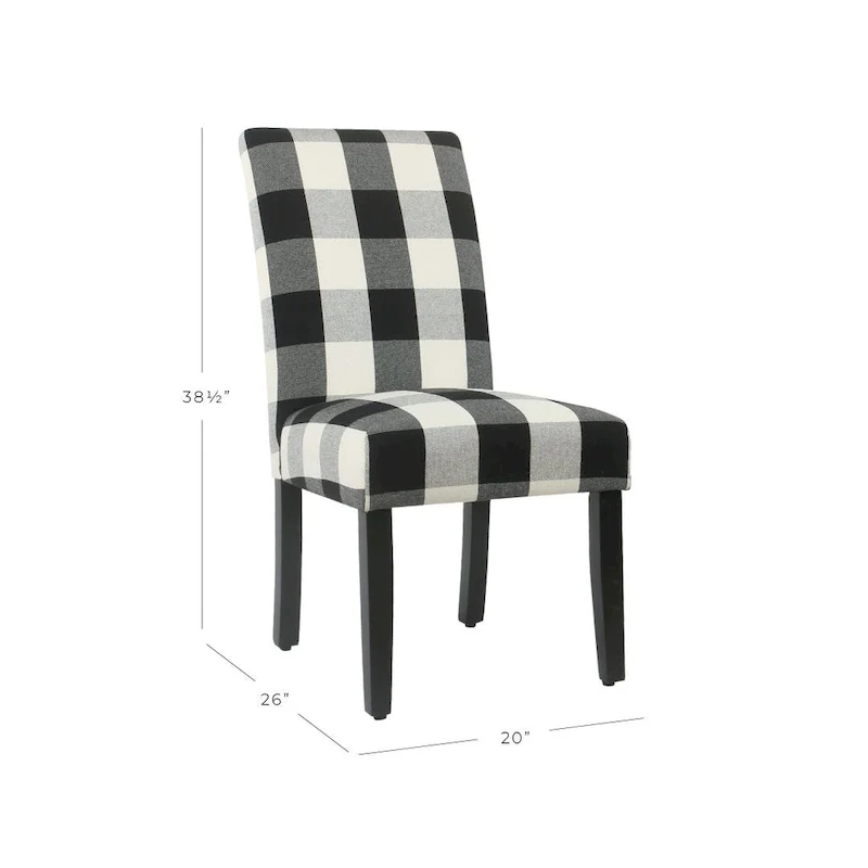 HomePop Black Plaid Parsons Dining Chair (Set of 2)