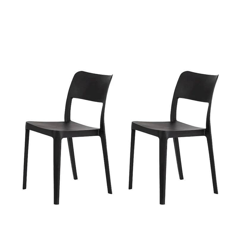 La Vie Resin Stackable All Weather Armless Chair, Set of 2