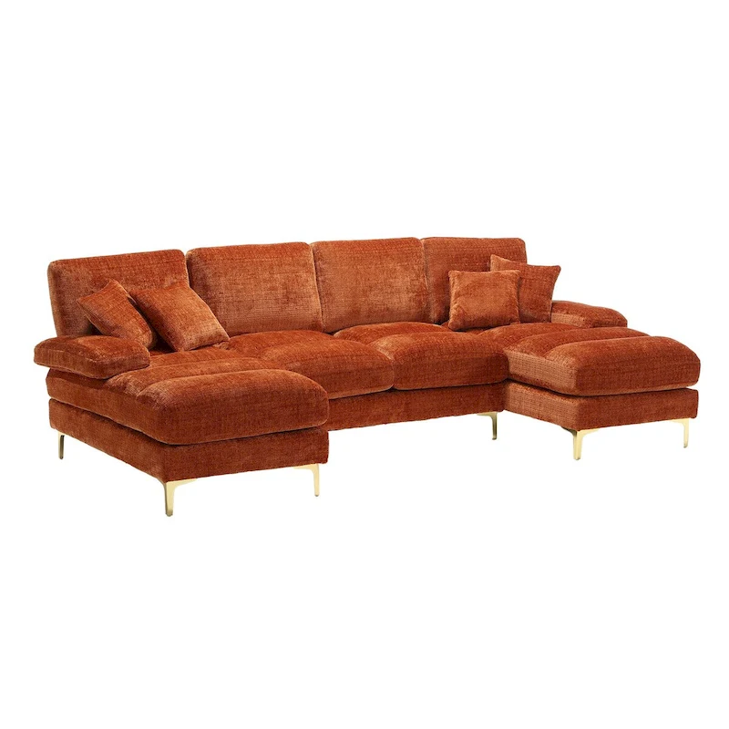 HOMEFUN Chenille Upholstered U-Shaped Living Room Sectional Sofa