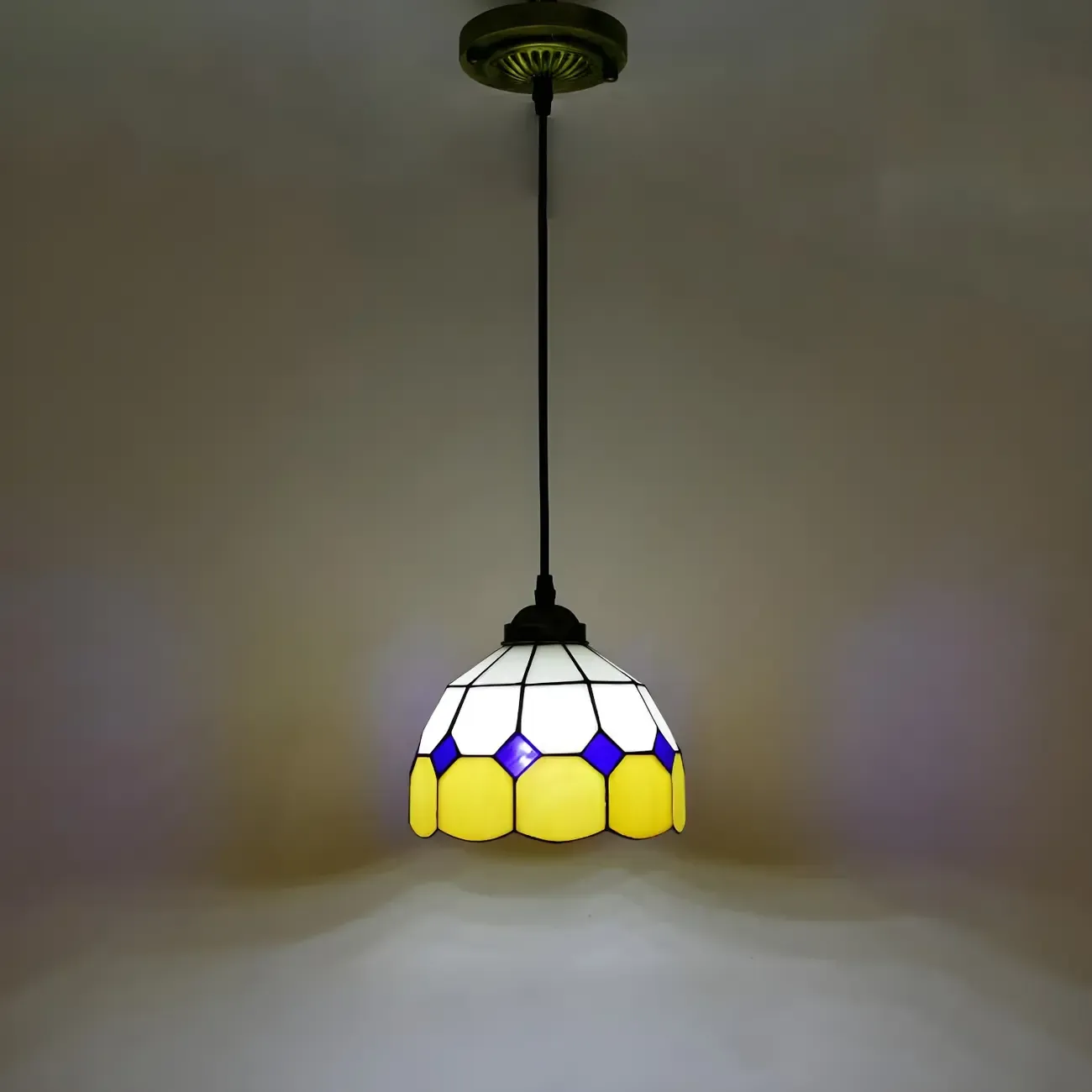 Tiffany Stained Glass Rattan Pendant Light Fixture