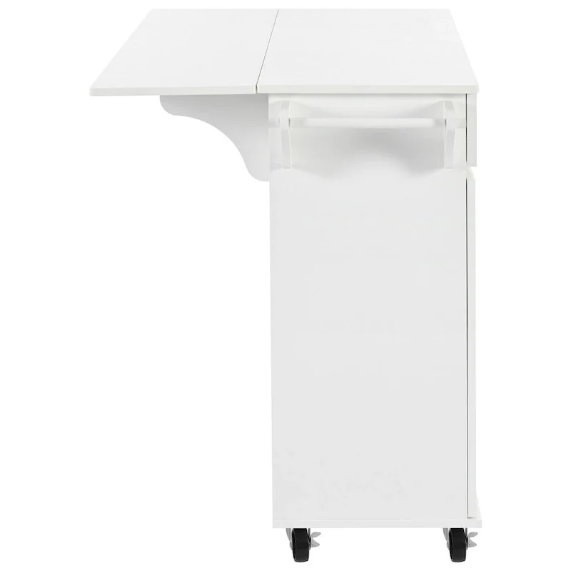 53.2in Rolling Kitchen Island with Drop Leaf with Spice Rack 2 Drawers