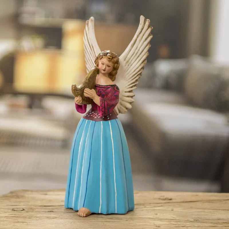 Novica Handmade Petite Chichicastenango Ceramic Angel Sculpture