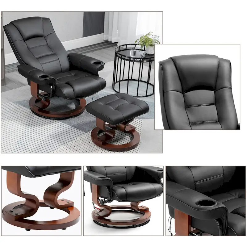 AVAWING Recliner Chair with Ottoman Vibration Massage Swivel