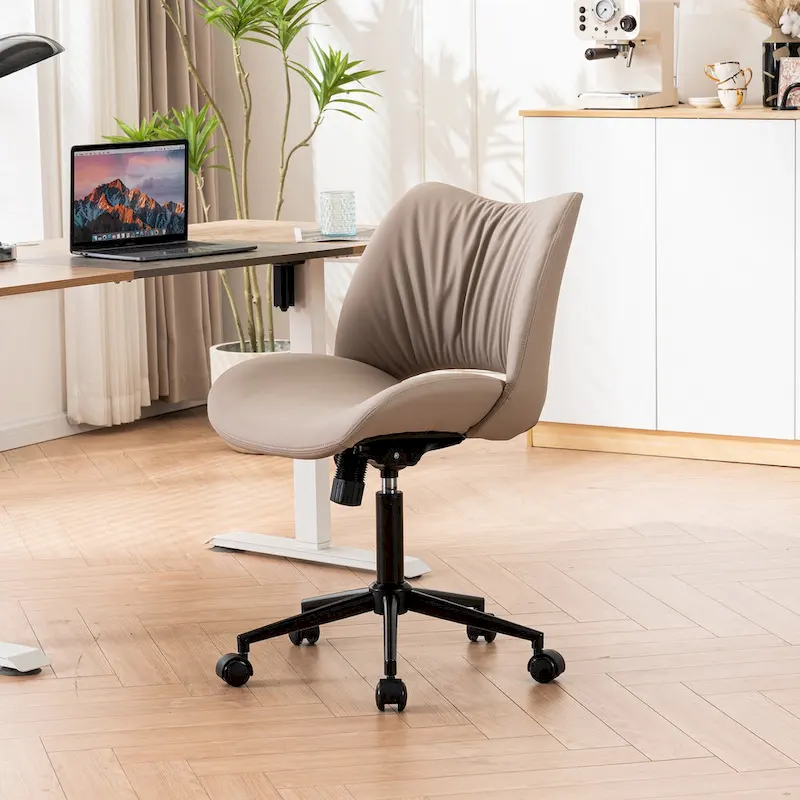 Swivel Armless Ergonomic Office Chair with Wheels