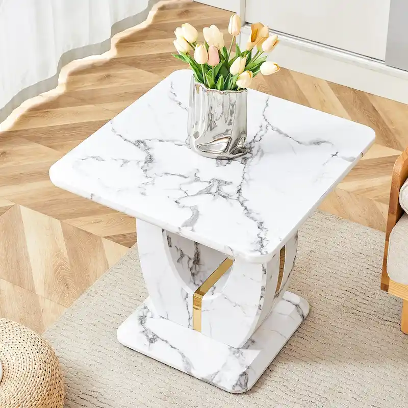 23.6 Square Coffee Table with Gold-Tone Leg Strips