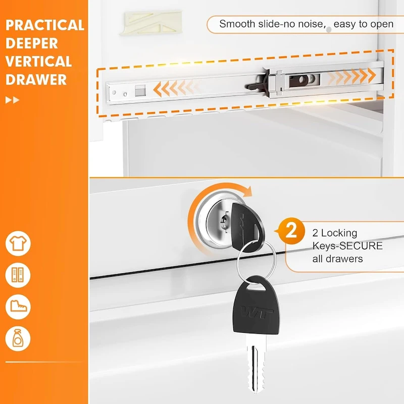 2 Drawer Metal Lateral Filing Cabinet with Lock