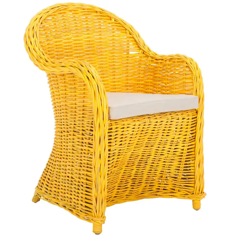 SAFAVIEH Sinja Yellow Rattan Club Chair - 24  x 26  x 35  - 24Wx26Dx35H