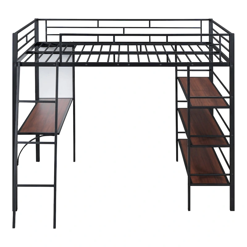 Twin Metal Loft Bed with Built-in Desk