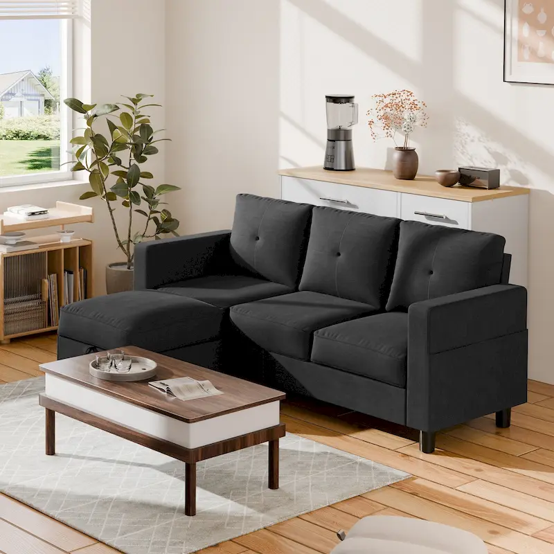 Futzca Modern L-shaped Convertible Sectional Sofa w/ Reversible Chaise