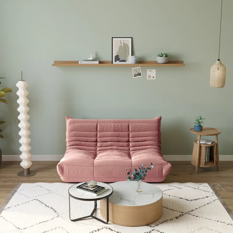 Feature Lazy Sofa Teddy Fabric Couch Living Room Sofa Bean Bag Chair