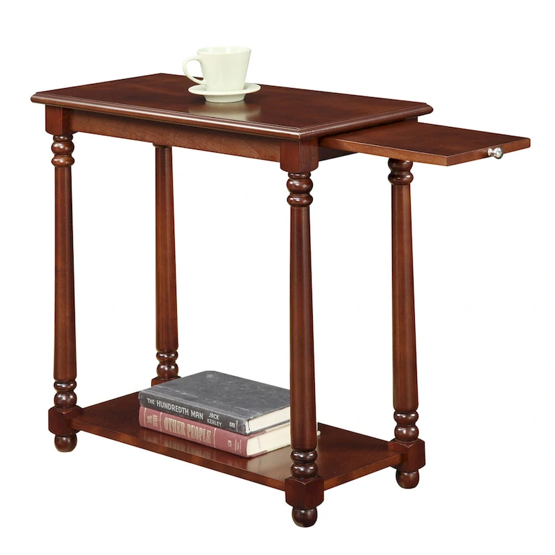 Convenience Concepts French Country Regent Chairside End Table with Pull-Out Shelf