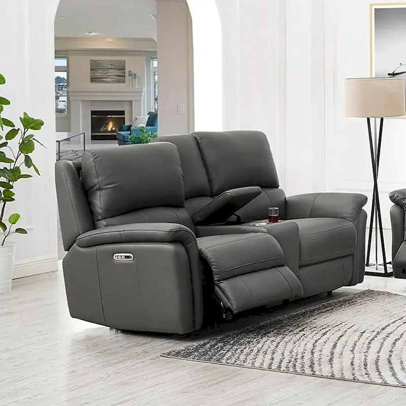 Hydeline Erindale Zero Gravity Power Recline and Headrest Top Grain Leather Loveseat