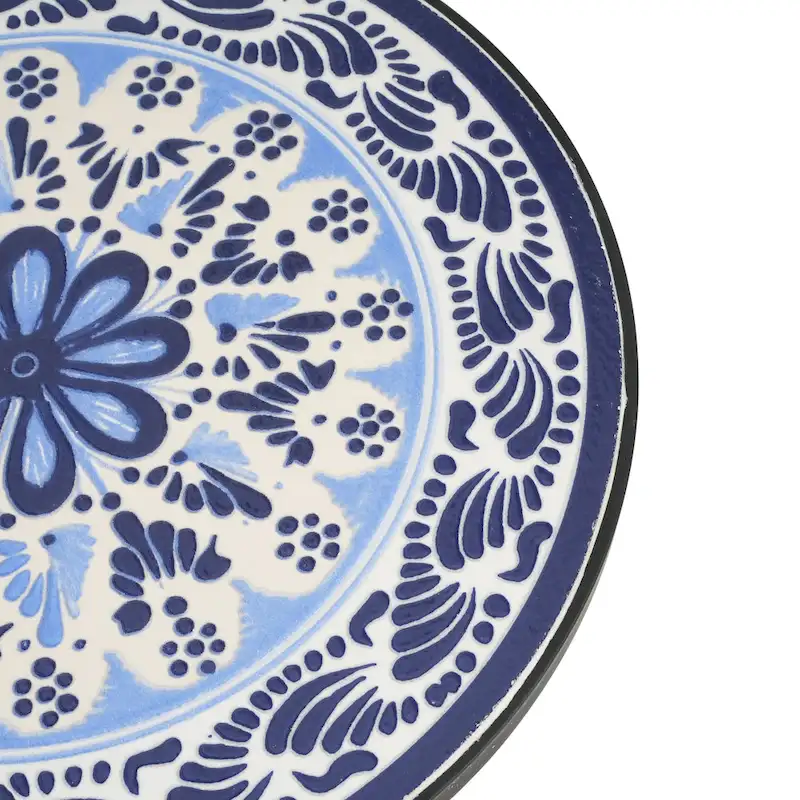 Patio Side Table,Blue+Black