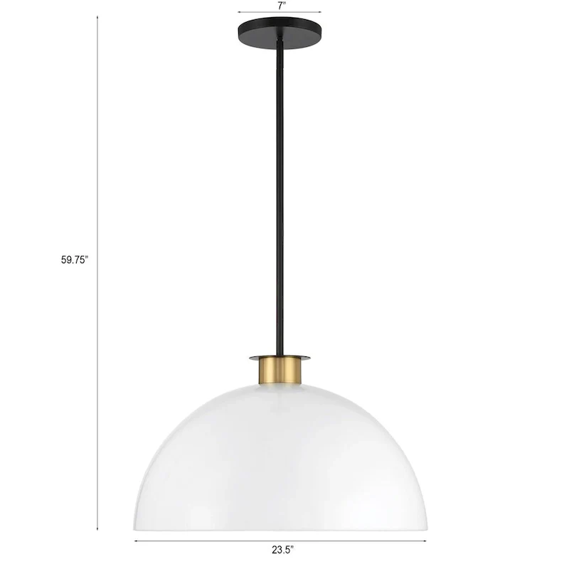 Gigi 1 Light Black & Aged Brass Pendant - 23.5 W x 14.25 H