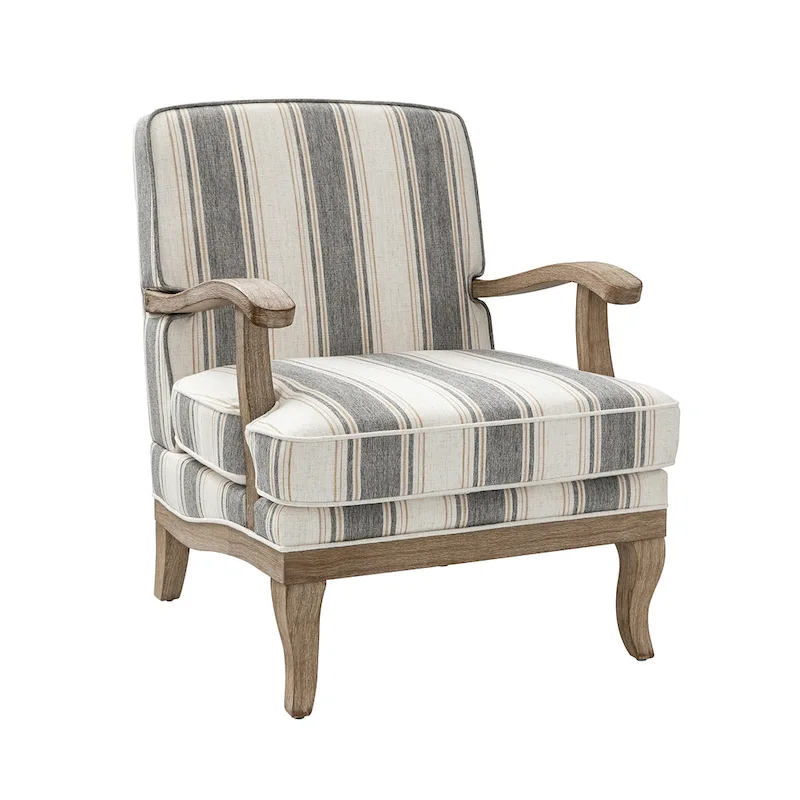 Rinaldo Farmhouse Polyester Armchair with Solid Wood Legs by HULALA HOME
