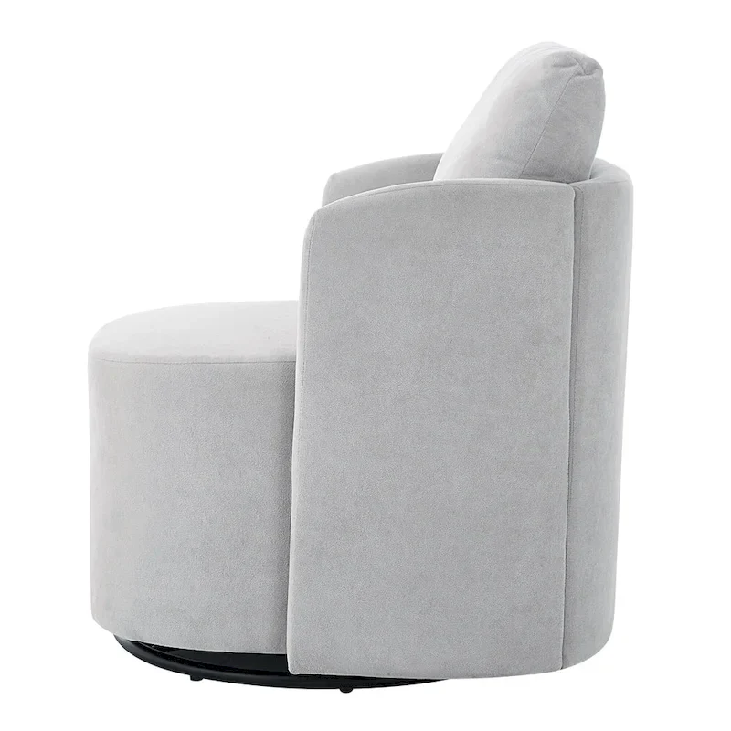 Chenille 360 Swivel Barrel Chair with Ergonomic Curved Design and 440lb Weight Capacity