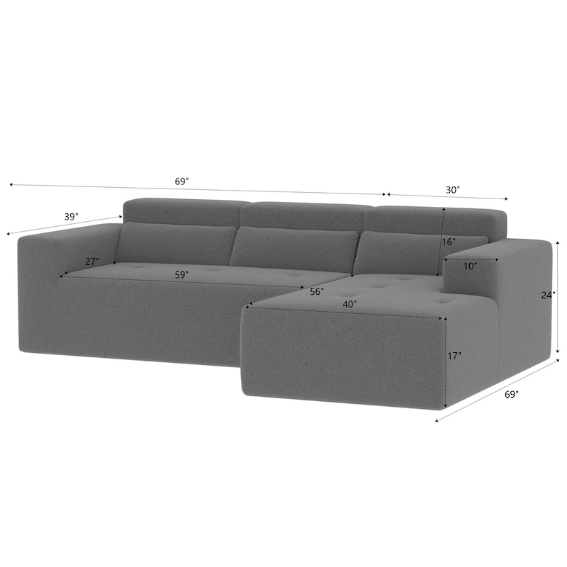 Christopher Knight Home - 109 Modern Modular Sectional Sofa, Teddy Fabric L-Shaped Couch with Chaise & Pillows