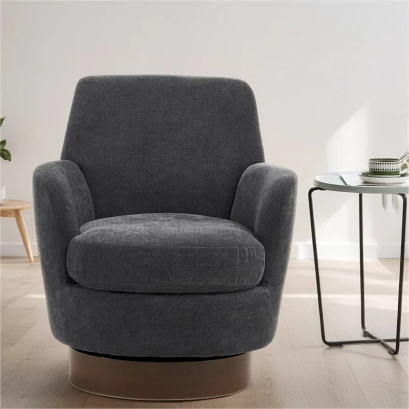 Swivel Round Accent Chairs Armchair with Stainless Steel Base