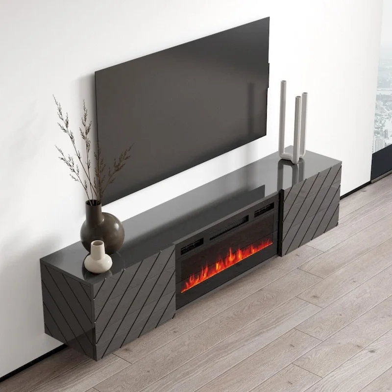 Luxe EF Wall Mounted Electric Fireplace Modern 72 TV Stand