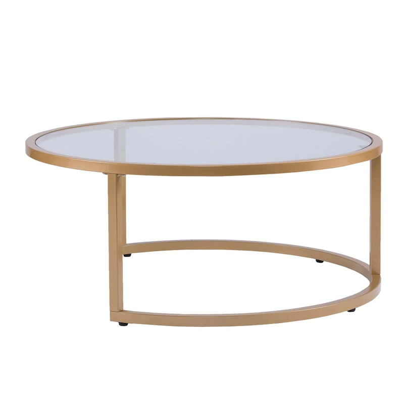 SEI Furniture Grant Round Gold Nesting Coffee Table - Set of 2