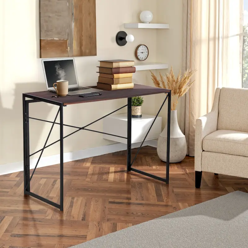 HomyLin 39 Simple Folding Study Writing Desk, No Assembly Required