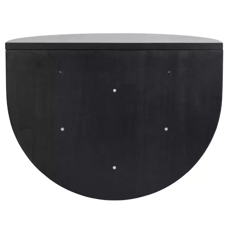 Half Circle Wood Floating Side Table – 18x14, Black, Built-In Shelves, Space-Saving