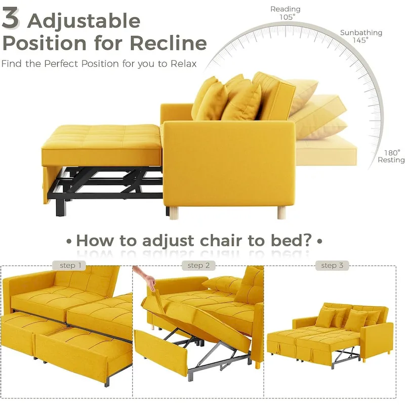 AECOJOY 3-in-1 Sofa Bed Double Sleeper Chair Bed